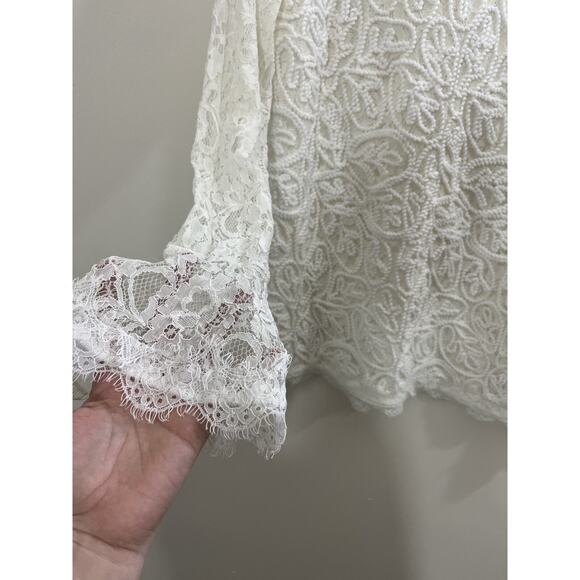 Romance Cottagecore Prairie Lace 3D Embroidery Floral Top L Regency Fairy Dainty - Picture 5 of 16